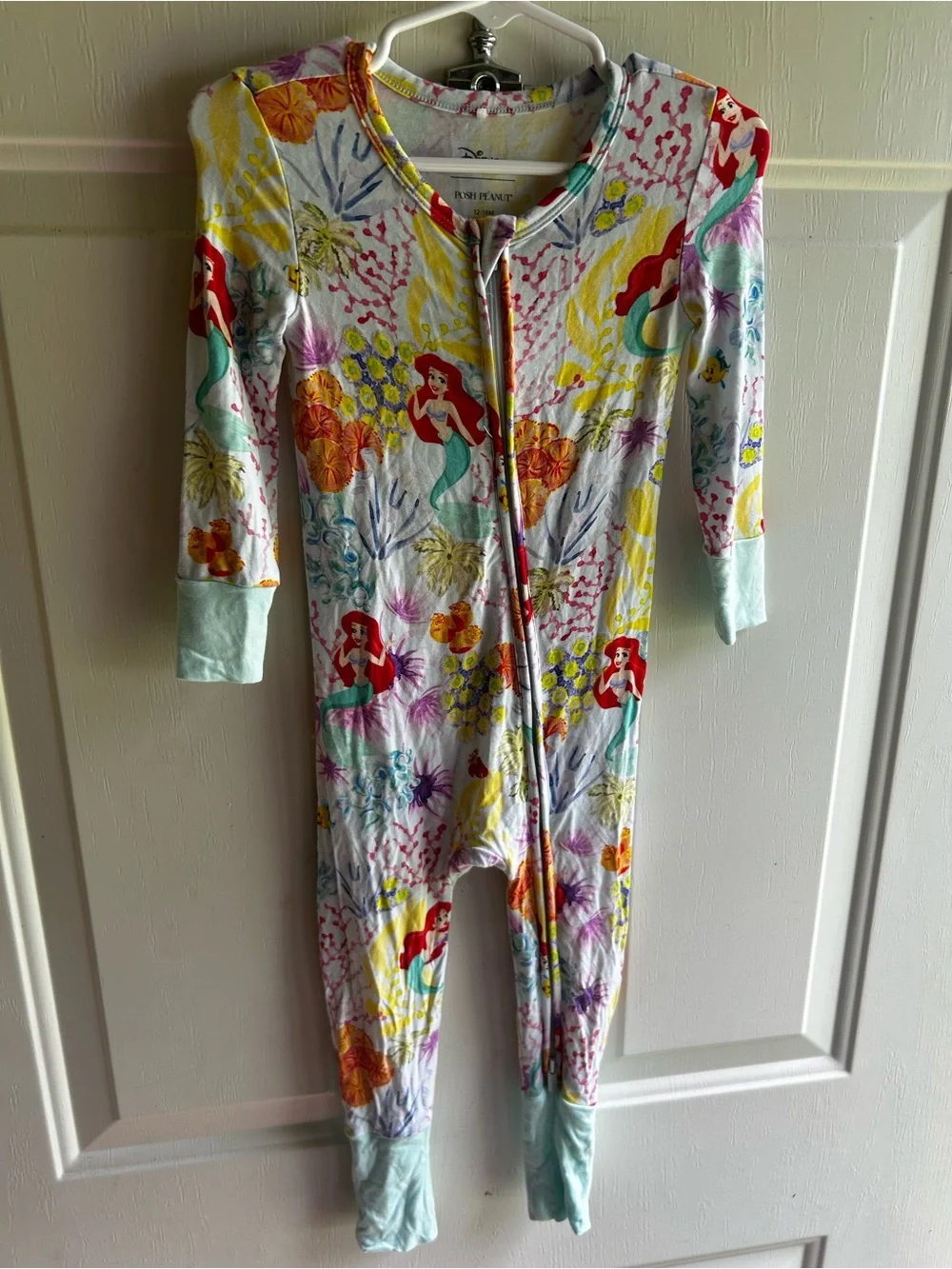 Posh Peanut Disney The Little Mermaid Ariel Mint Floral Kids One-Piece Pajamas